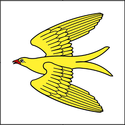 (Fieldless) A martlet volant Or